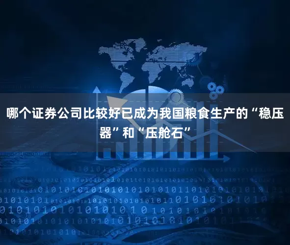 哪个证券公司比较好已成为我国粮食生产的“稳压器”和“压舱石”